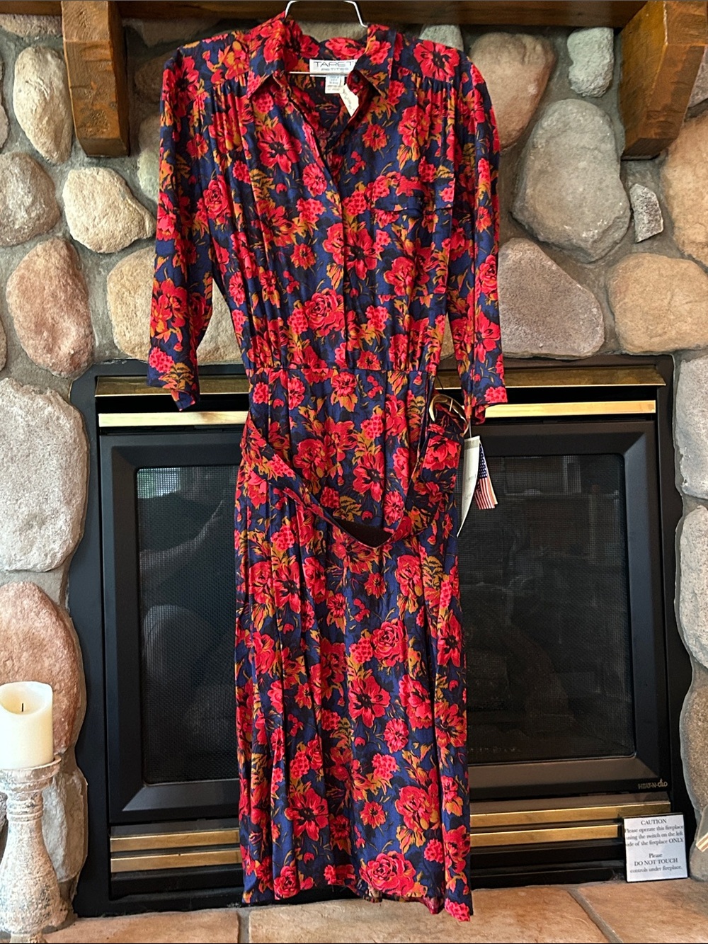 Tareti Howard Levi Midi Floral Shirt-Dress w/ Pockets, Size 14P, NWT